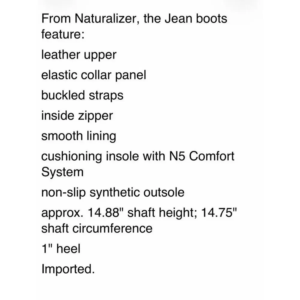 Naturalizer Jean Knee High Boots, Black Leather, Women's 7.5M New Without Tags